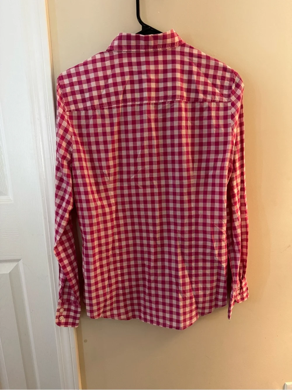 J. Crew Pink and White Gingham Button-Down Shirt